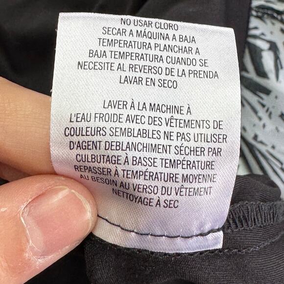 Maggy London Dress Womens 2 Black White Printed Maxi V Neck Stretch - Picture 5 of 9